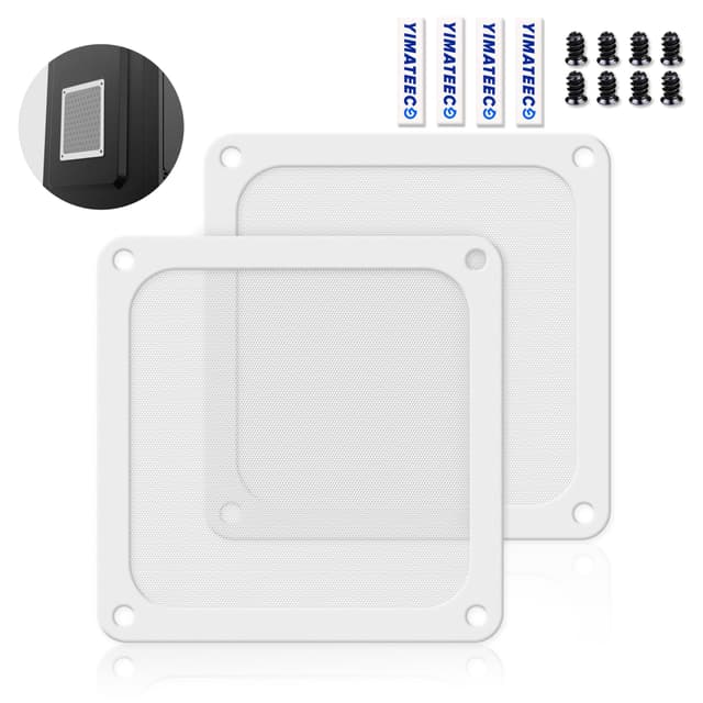 YIMATEECO 120mm Fan Filter PC Dust Filter for Computer Cooler/PSU/Routers PVC 50 Mesh, Magnetic Frame Dustproof Case Cover Fan Grills (PVC, 120 * 120mm, 2pcs, White)