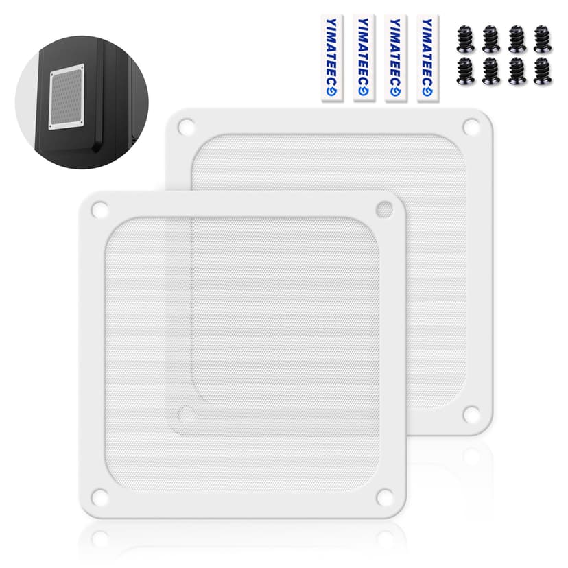 YIMATEECO 120mm Fan Filter PC Dust Filter for Computer Cooler/PSU/Routers PVC 50 Mesh, Magnetic Frame Dustproof Case Cover Fan Grills (PVC, 120 * 120mm, 2pcs, White)