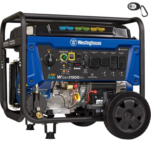 Westinghouse 14500 Peak Watt Tri-Fuel Home Backup Portable Generator, Remote Electric Start, Transfer Switch Ready, Gas, Propane, and Natural Gas Powered