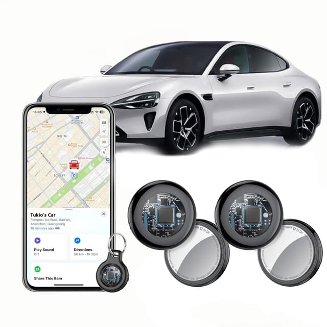 2026 New Air Tracker Tags (4-Pack), Tukio GPS Tracker Work with Apple Find My (iOS Only), Key Finder and Item Locator Tag with Protective Case/Key Ring/Lanyard, Smart Tag for Keys/Luggage/Bag and More