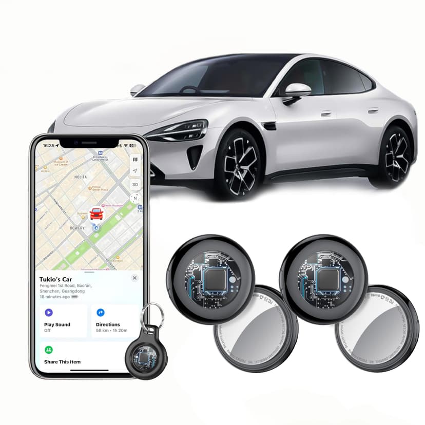 2026 New Air Tracker Tags (4-Pack), Tukio GPS Tracker Work with Apple Find My (iOS Only), Key Finder and Item Locator Tag with Protective Case/Key Ring/Lanyard, Smart Tag for Keys/Luggage/Bag and More