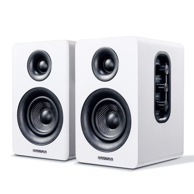 Sanyun SW208 3" Active Bluetooth 5.0 Bookshelf Speakers – 60W Carbon Fiber Speaker Unit - Built-in 24bit DAC Dynamic 3D Surround Sound 2.0 Computer PC Monitor Gaming (Pair, White)