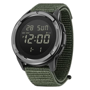 CakCity Digital Watch Military Watches for Men Black Tactical Sports Waterproof Men's Women's Wrist Watch with LED Backlight Nylon Band Stopwatch,Green