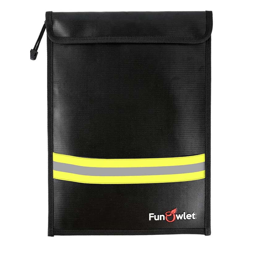 Fireproof Waterproof Money Document Bag - 15" x 11" Upgraded Zipper Bags, Fire & Water Resistant Storage Organizer Pouch for A4 A5 Documents Holder,File,Cash,Jewelry,Passport,Tablet,Laptop (Black)