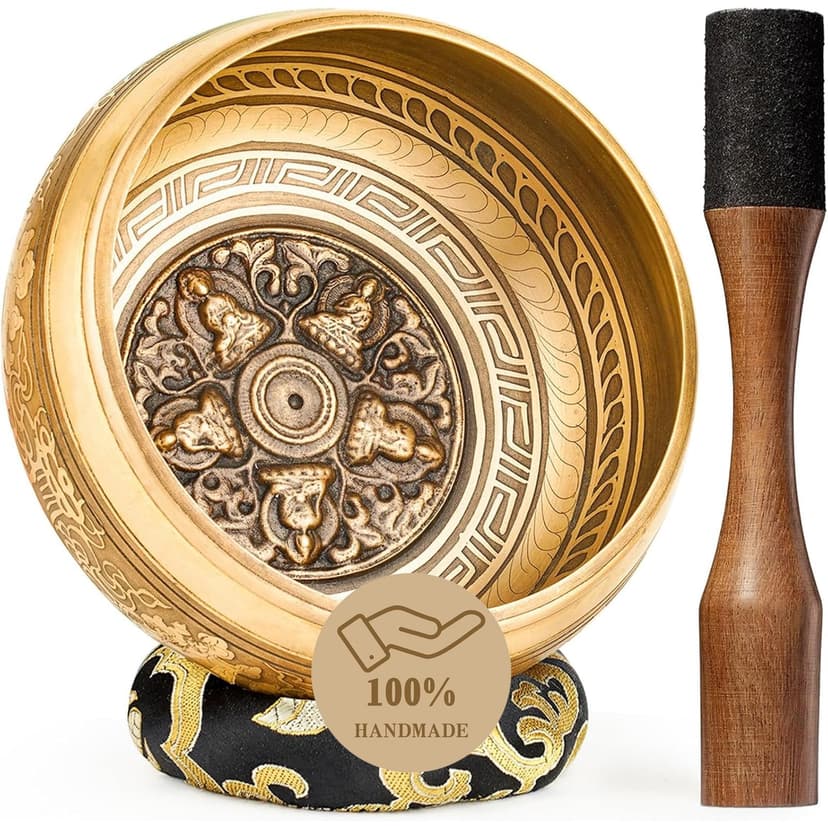 Tibetan Singing Bowls, Authentic Meditation Sound Bowls Handcrafted in Nepal for Yoga, Chakra Healing, Mindfulness, Self Care Spiritual Gifts for Women
