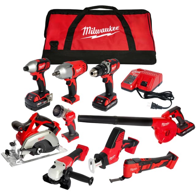 M18 18-Volt Lithium-Ion Cordless Combo Kit 9-Tool with 2-Batteries, Charger and Tool Bag