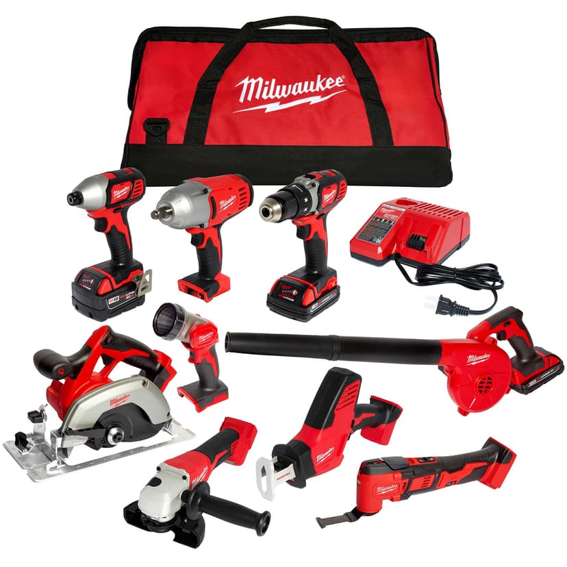 M18 18-Volt Lithium-Ion Cordless Combo Kit 9-Tool with 2-Batteries, Charger and Tool Bag