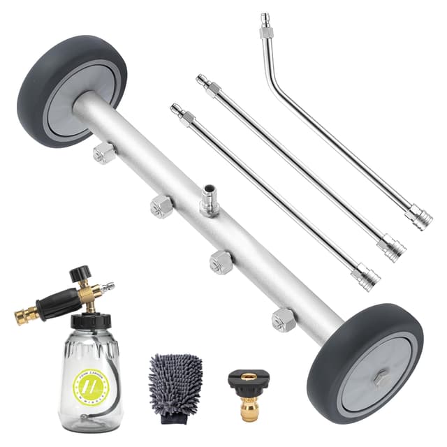 M MINGLE Undercarriage Pressure Washer Attachment, 16 Inch Powerful Under Car Washer with Foam Cannon and Car Wash Mitt, 4000 PSI