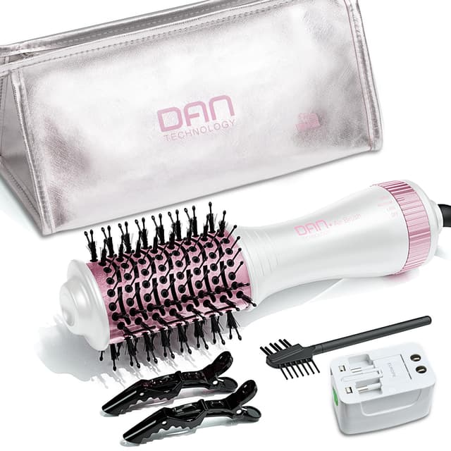 Auto Dual Voltage Hair Dryer Brush,110V-120V/220V-240V,Travel HairDryer Brush,Small Hot Airbrush,Blow Dryer Brush,Small Hair Dryer Brush,4 in 1 Hair Dryer and Styler Volumizer