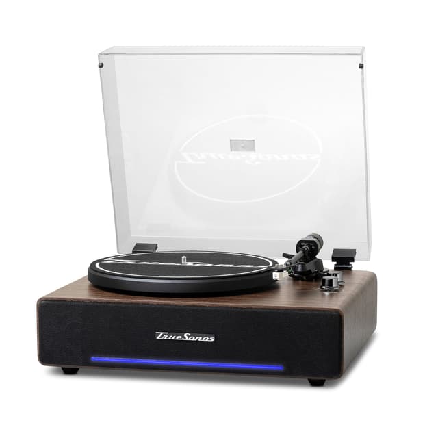 RESONANCE AUDIO WORKS Hi-Fi Record Player with Speakers | Premium Vinyl Turntable with Bluetooth Capability | Built-in 4-Speaker Stereo System for Music Fans, Walnut Veneer + Black Trim