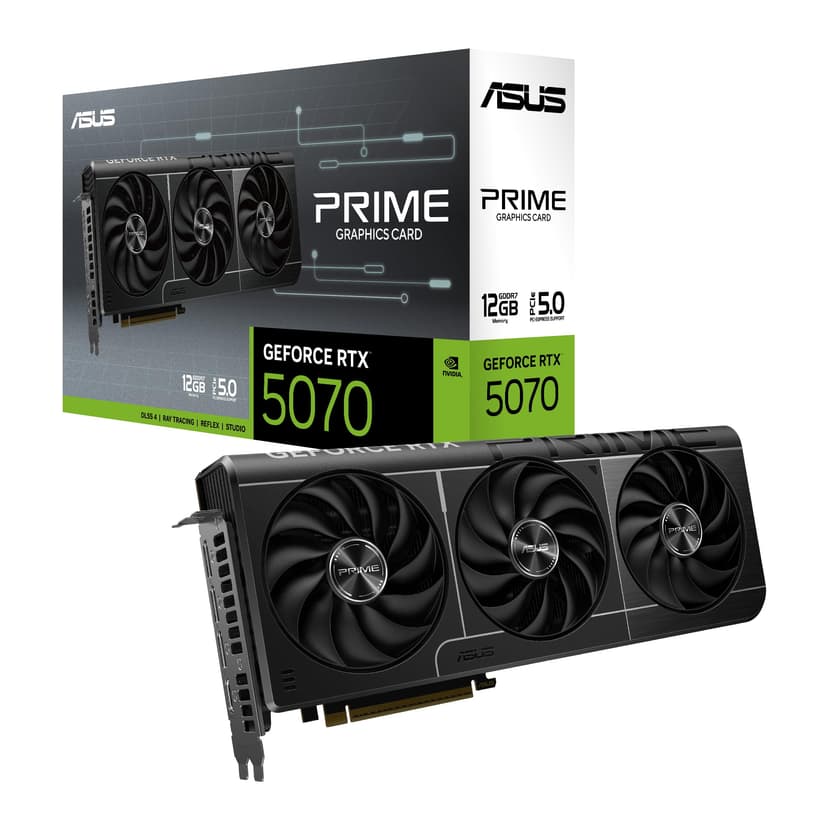 ASUS The SFF-Ready Prime GeForce RTX™ 5070 Graphics Card, NVIDIA (PCIe® 5.0, 12GB GDDR7, HDMI®/DP 2.1, 2.5-Slot, Axial-tech Fans, Dual BIOS)