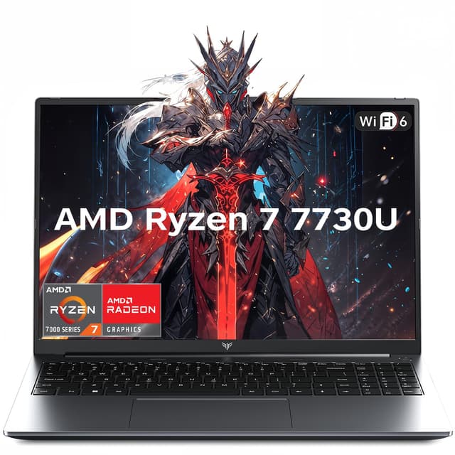 KAIGERR Gaming Laptop, 15.6inch Laptop with AMD Ryzen 7 7730U(8C/16T, Up to 4.5GHz), 16GB RAM 512GB NVMe SSD Windows 11 High Performance Laptop Computer, Up to 2TB, Radeon RX Vega 8 Graphics, WiFi 6