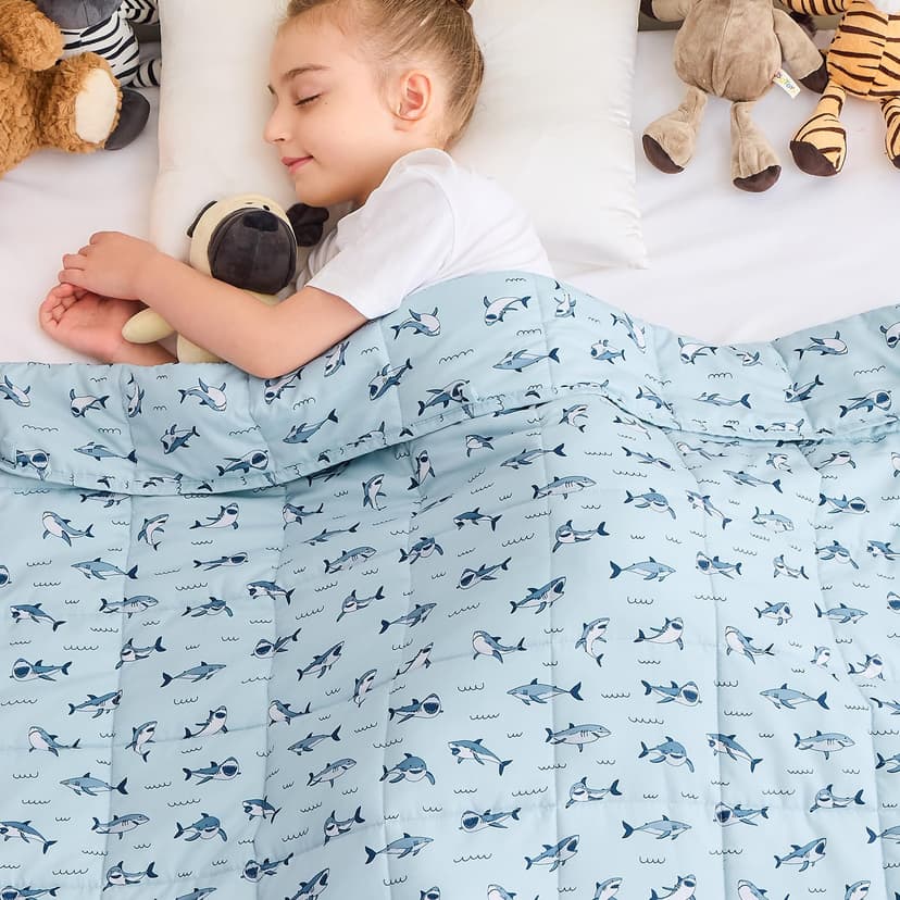 yescool Shark Weighted Blanket 7 Pounds Cooling Weighted Lap Blanket, Heavy Blankets for Sleeping, Weighted Throw Blanket Gift for 60-80lbs, 40"x60"