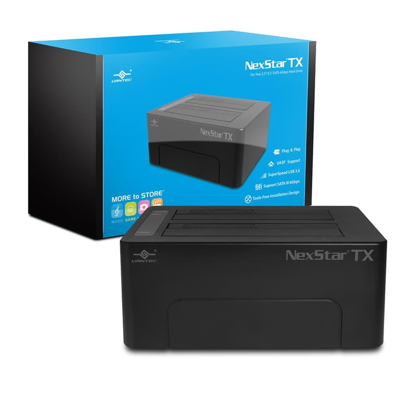 Vantec NexStar TX Dual Bay USB 3.0 Hard Drive Dock (NST-D428S3-BK)