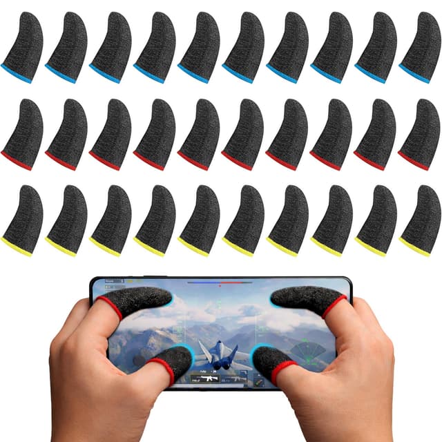 Geyoga 40 Pieces Gaming Finger Sleeve for Thumb Sleeves Mobile Gaming Finger Protector(Multiple Colors)