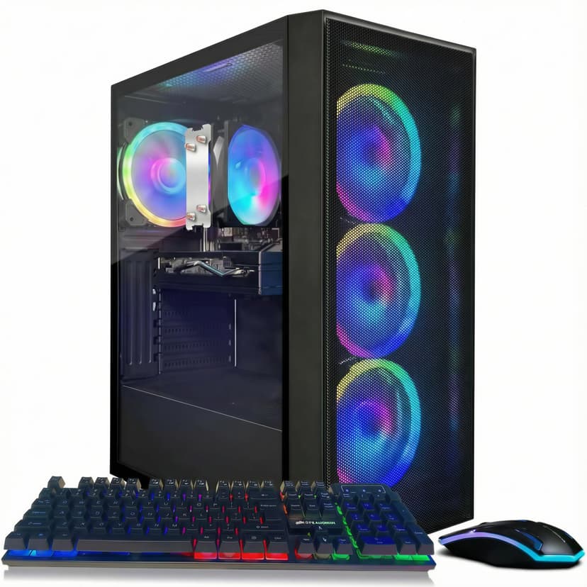 STGAubron Gaming PC Computer Desktop, AMD Ryzen 7 5700X up to 4.6G, GeForce RTX 3050 6G, 16G DDR4, 1T SSD, WiFi 6, BT 5.2, RGB Fan x4, Windows 11 Home