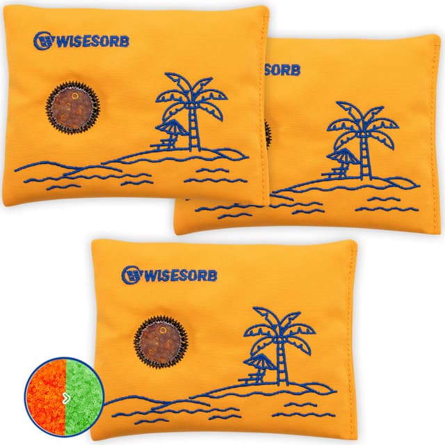 Wisesorb 200G x 3PCS Rechargeable Desiccant Packs for Storage, Reusable Dehumidifier Bags Color Indicating Silica Gel Desiccant Packets Moisture Absorbers for Safe Luggage 3D Filaments Electronics