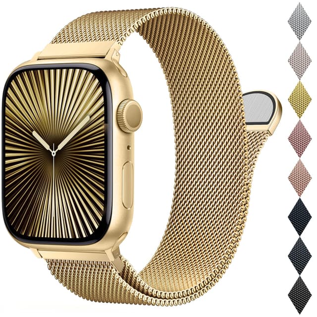 BELONGME Mesh Metal Loop Compatible with Apple Watch Band 42mm 44mm 45mm 46mm 49mm Series 11 10 9 8 7 6 5 4 SE 3 2 1 Ultra 3 2 1 Women Men, Stainless Steel Strap with Magnetic Clasp for iWatch Bands