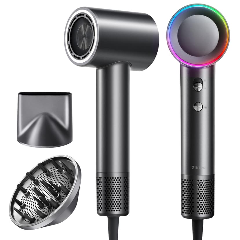 High-Speed Hair Dryer, 160,000 RPM Brushless Motor for Ultra-Fast Drying,500M Ionic Negative for Frizz Reduce, Low Noise Thermo-Control Blow Dryer with Diffuser for Curly Hair Women and Men,Grey