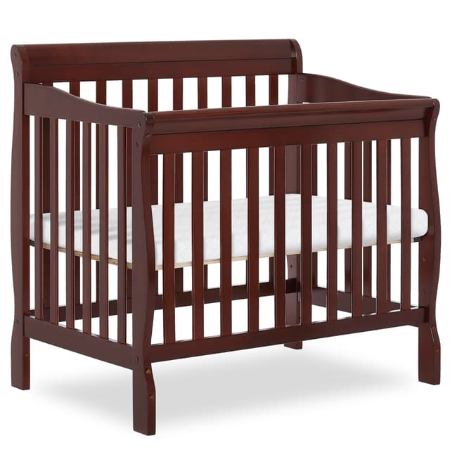 Dream On Me Aden 4-in-1 Convertible Mini Baby Crib in Black, GreenGuard Gold & BSA, Sustainable Pinewood, Non-Toxic Finish, 3 Mattress Heights, Converts to Mini Day & Twin-Size Bed