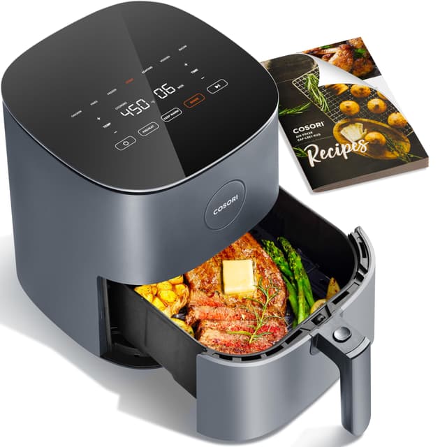 COSORI Air Fryer Pro, Compact 5QT, Ceramic Coating, 7 Presets with Preheat & Keep Warm, 450℉, Easy to use & clean, Shake Reminder, 130+ In-App Recipes, Nonstick & Dishwasher-Safe Basket, Gray
