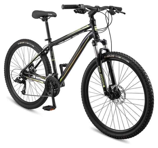 Mongoose Montana Sport Men and Women Mountain Bike, 21-Speed Drivetrain with Trigger Shifters, 27.5-Inch Wheels, 17-Inch Medium Frame, Black