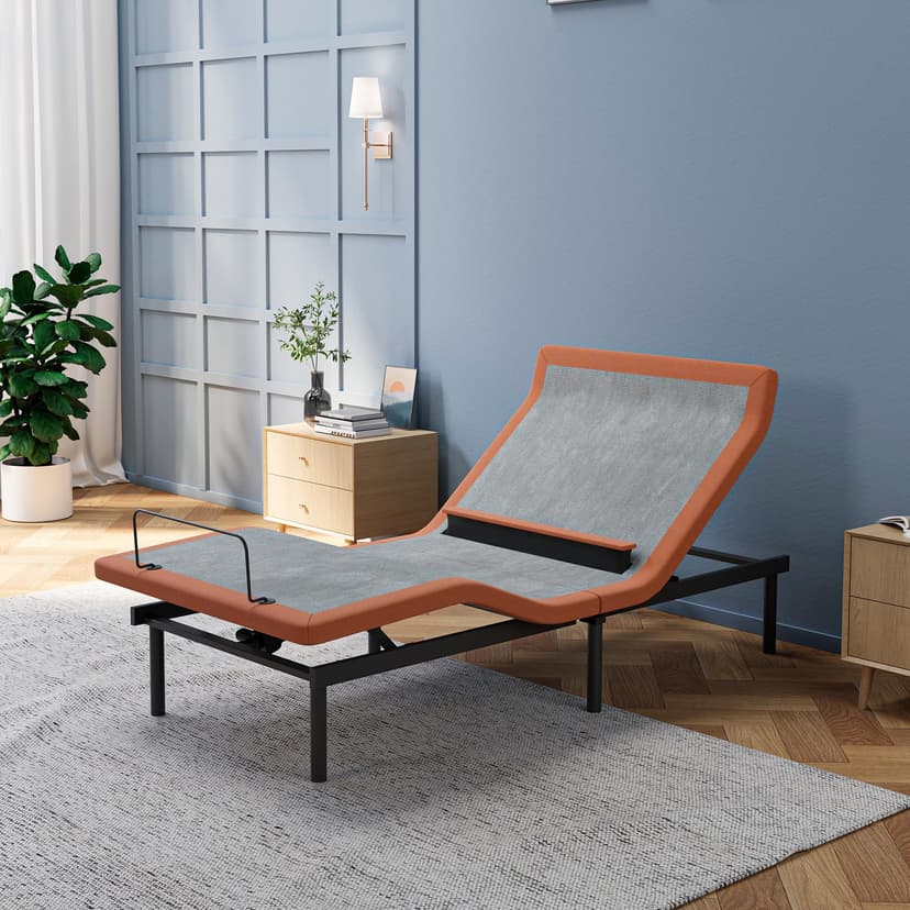 ESHINE Twin XL Adjustable Bed Frame with Lumbar Support, Head-Pillow-Tillt, Under Bed Light, Smart App Control, Zero Gravity, Ergonomic Incline, Wireless Remote, Dual USB Port, 6000 Series