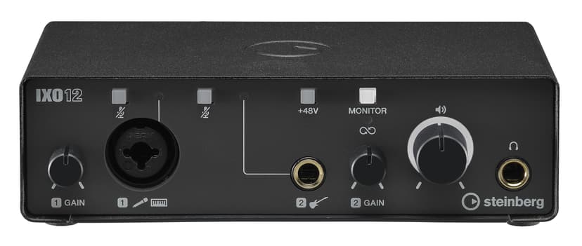 Steinberg IXO12 Black, 2x2 USB 2.0 24-Bit/192kHz Audio Interface With Cubase AI, Cubasis LE and Steinberg Plus Software