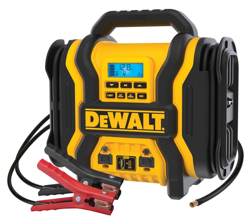 DEWALT DXAEPS14 2000 Peak Battery Amp 12V Automotive Battery Booster Jump Starter/Power Station with 120 PSI Compressor, 500W AC Power Inverter, and 15W USBa & 25W USB Ports