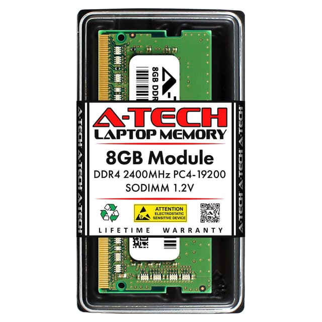 A-Tech 8GB DDR4 2400 MHz SODIMM PC4-19200 (PC4-2400T) CL17 Non-ECC Laptop RAM Memory Module