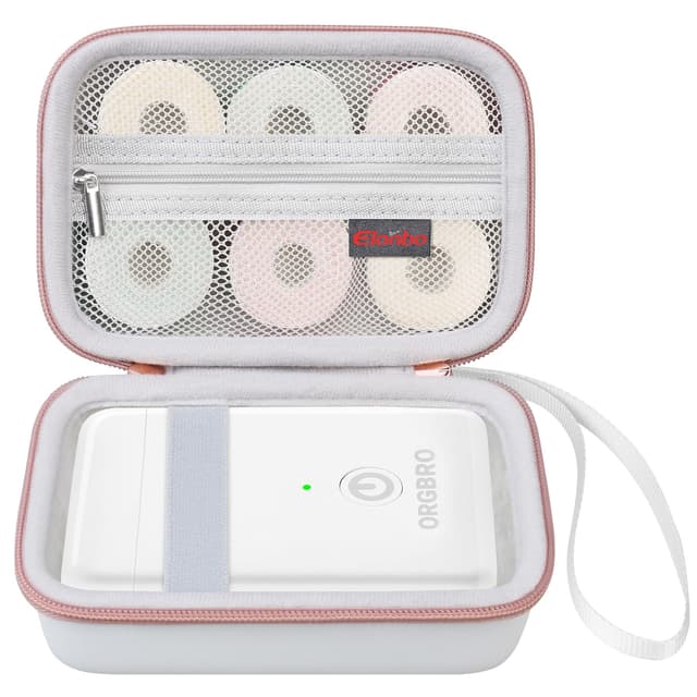 Elonbo Carrying Case for ORGBRO X1 Label Maker Machine, Portable Bluetooth Label Printer Storage Holder, Wireless Built-in Cutter Small Label Makers Handheld Sticker Maker Travel Bag, White