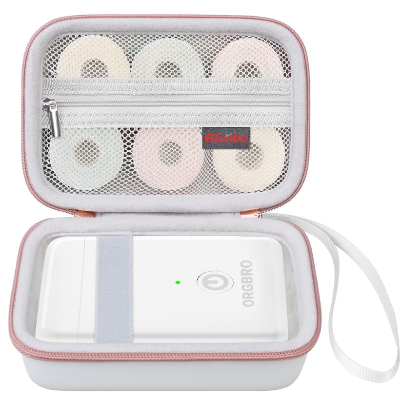 Elonbo Carrying Case for ORGBRO X1 Label Maker Machine, Portable Bluetooth Label Printer Storage Holder, Wireless Built-in Cutter Small Label Makers Handheld Sticker Maker Travel Bag, White