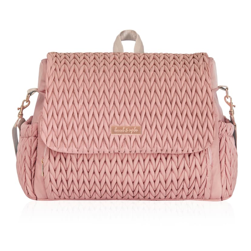 Hannah & Sophia Belle Convertible Baby Diaper Backpack & Bag in Pink Polyester with Classic Style