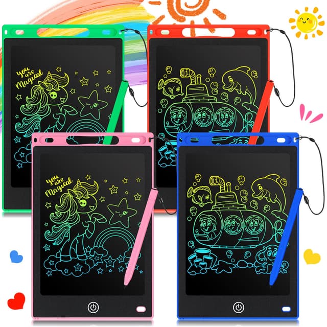 Zonon 4 Pcs LCD Writing Tablet 8.5 Inch Doodle Board Tablet Drawing Gifts LCD Writing Board Electronic Erasable Reusable Colorful Screen Pad(Blue, Red, Green, Pink)
