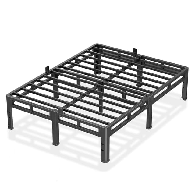 NKZ 12 Inch King Size Bed Frame, Metal Bed Frame & Box Spring 2 in 1 Platform with Round Corner Legs, 4000Lbs Heavy Duty Metal Frame, Mattress Slide Stopper, Headboard Hole, Noise-Free, Easy Assembly