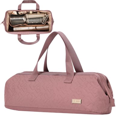 NISHEL Hair Tools Travel Carrying Bag, Portable Hair Air Wrap Dryer Case, Hair Dryer/Curling Iron/Airstraight Attachment Organizer, Rosewood-Pink