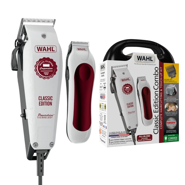 Wahl USA Classic Edition Corded Hair Clippers & Cordless Hair Trimmer for Men, Women & Children – POWERDRIVE Motor for Smooth, Consistent Haircutting & Touch-Up Trimmer – Model 3029167