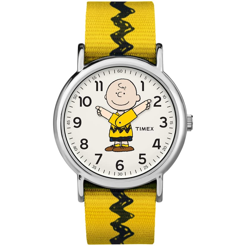 Timex Unisex TW2R41100 Weekender 38mm Peanuts Charlie Brown Nylon Slip-Thru Strap Watch