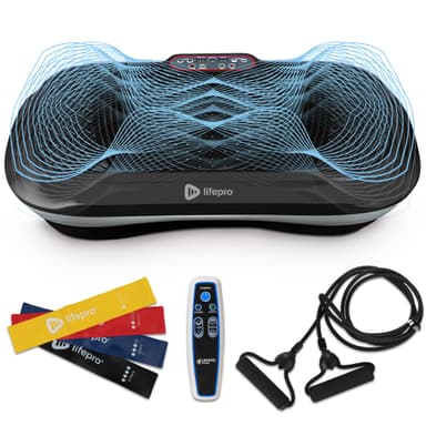 LifePro Vibration Plate Exercise Machine - Whole Body Workout Vibration Fitness Platform w/ Loop Bands - Home Training Equipment for Weight Loss & Toning (Black)