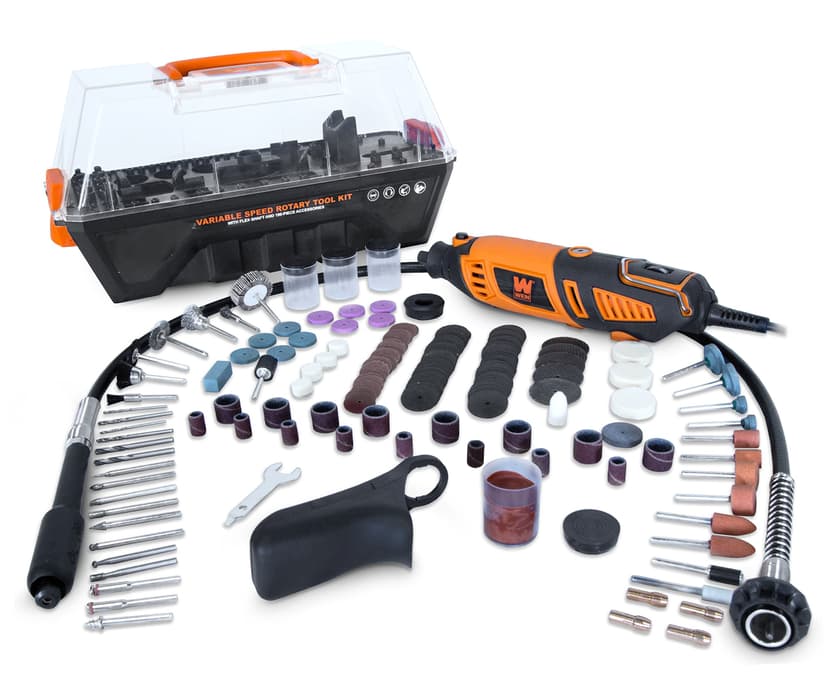 WEN 23190 1.3-Amp Variable Speed Steady-Grip Rotary Tool with 190-Piece Accessory Kit, Flex Shaft, and Carrying Case, Multicolor