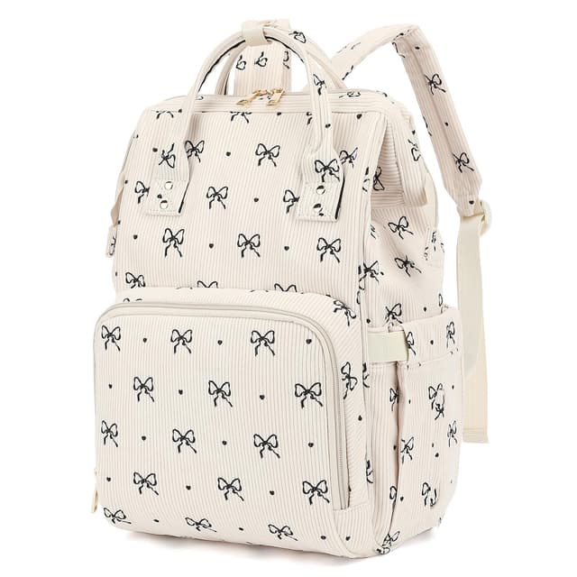 Dezcrab Baby Diaper Bag Backpack for Mom, Large Capacity Travel Nappy Bag for Boys & Girls with Stroller Straps (Corduroy Bow Tie)