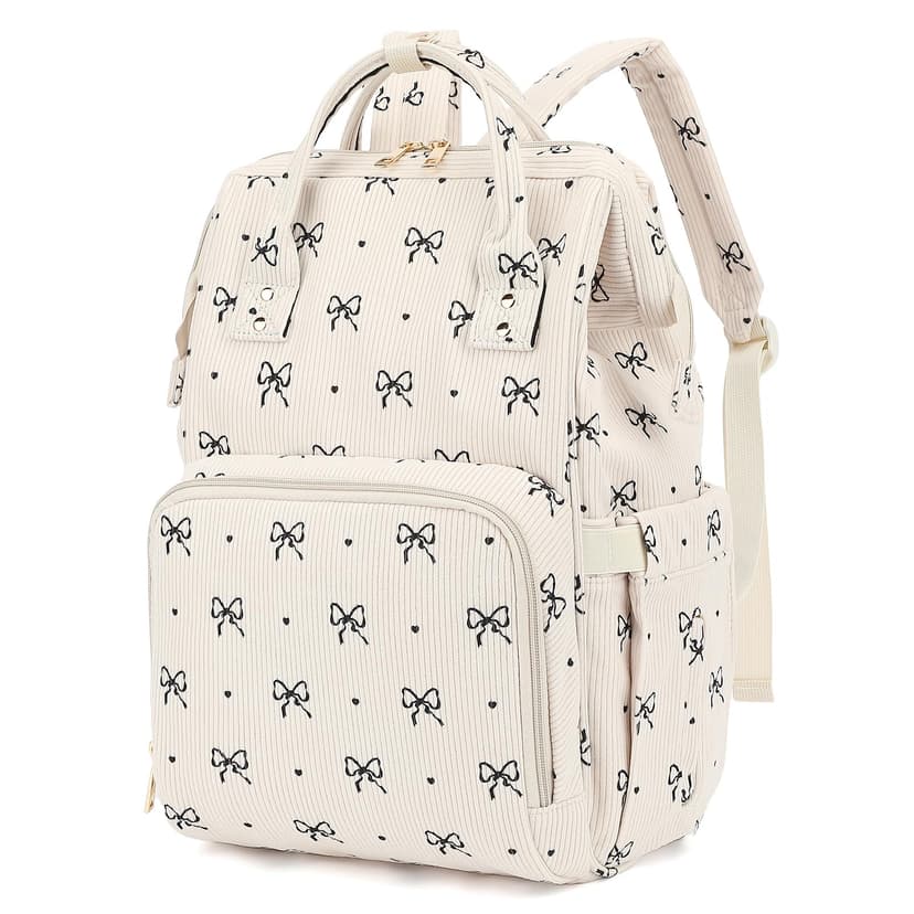 Dezcrab Baby Diaper Bag Backpack for Mom, Large Capacity Travel Nappy Bag for Boys & Girls with Stroller Straps (Corduroy Bow Tie)