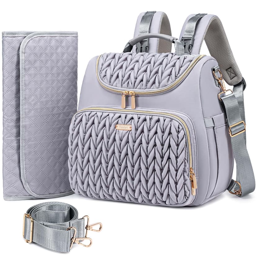 Tealari 4 in 1 Convertible Diaper Bag Backpack,Waterproof Baby Diaper Bag with Changing Pad,Converts into Baby Tote Bag,Diaper Backpack,Stroller Bag and Crossbody Diaper Bag