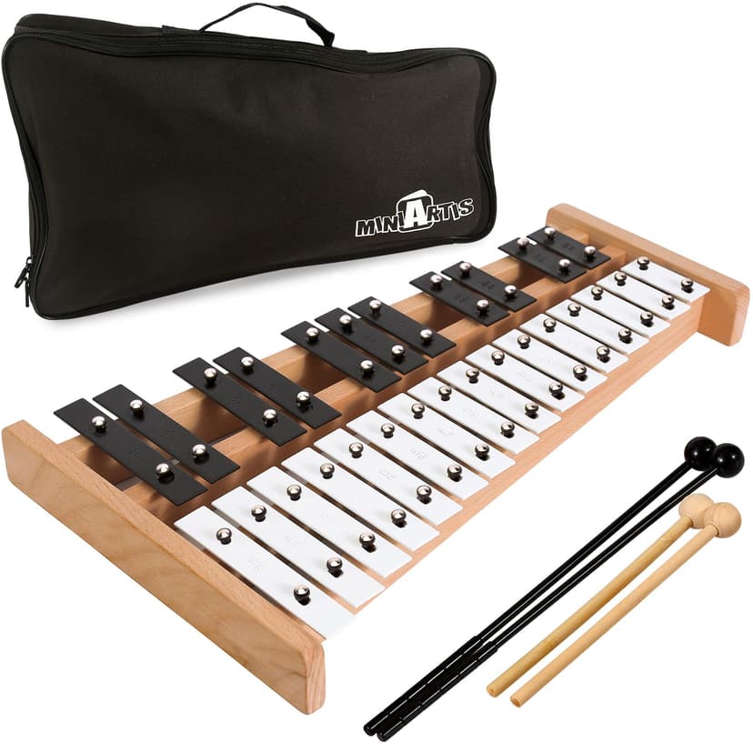 MINIARTIS Glockenspiel Xylophone | Full Size Glockenspiel Xylophone 27 Note Metal Keys for Adults & Kids | Percussion Musical Instrument Includes 2 Wooden Beaters and Carry Case
