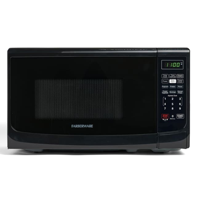 Farberware 0.7 Cu. Ft. Countertop Microwave Oven – 700 Watts Power, Auto Cook Settings, Defrost, Easy Clean and Child Safety Lock - Black