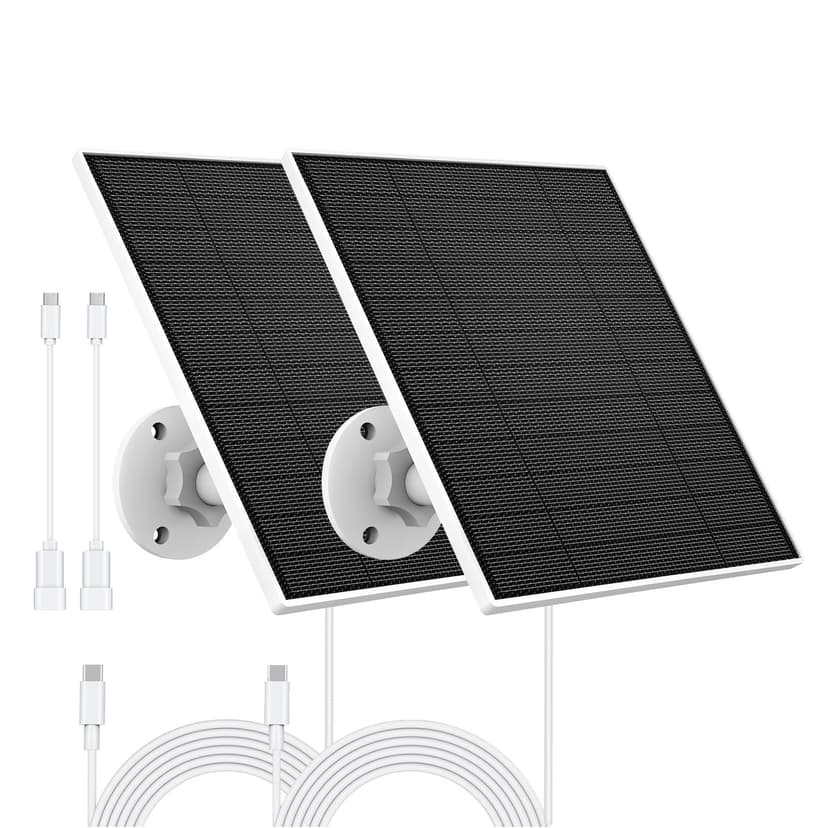 Solar Panel for Eufy Outdoor Camera, Camera Solar Panel Charger Compatible with Eufycam, Continuous Power Supply, 5W Solar Panel with 9.8ft Charging Cable, IP65 Waterproof, 2 Pack