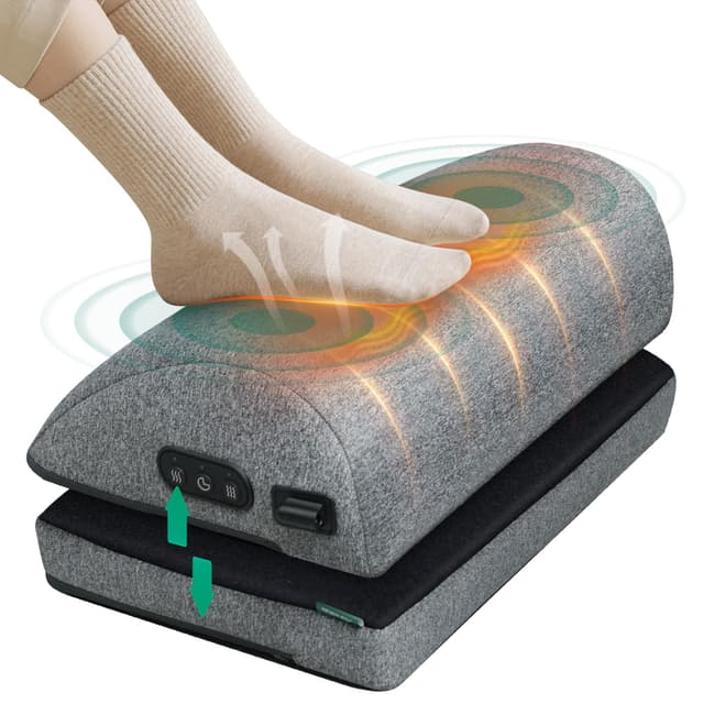 Snailax Heated Foot Rest Under Desk at Work, FSA Eligble Desk Foot Stool with Heat & Vibration Massage, Adjustable Height, 2 Heat Levels Foot Warmer Feet Heater for Office Chair, Gaming Home Use