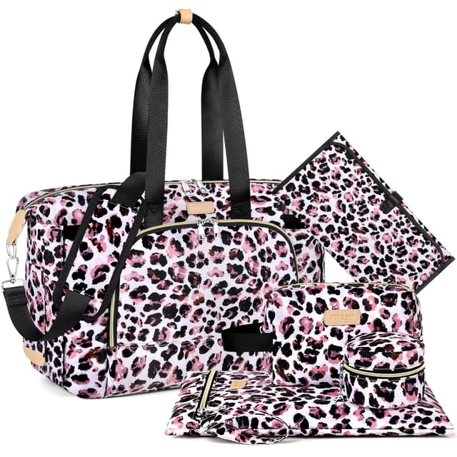 Diaper Bag Tote for Baby 7Pcs - Large Mommy Bag with Portable Changing Pad, Pacifier Case and Organizer Pouches, Multifunctional Hospital Bags for Labor and Delivery Travel Baby Bag for Boy Girl