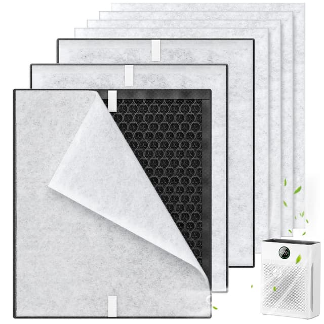 3 Pack PR1 Replacement Filter for Mooka Mode PR1 Air Purifier, HEPA & Activated Carbon Filter for Home Large Room up to 2200sq.ft, includes 6Pcs Washable Pre Filters Remove Pollen Dander Smoke Dust