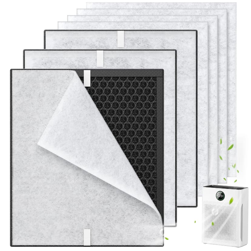 3 Pack PR1 Replacement Filter for Mooka Mode PR1 Air Purifier, HEPA & Activated Carbon Filter for Home Large Room up to 2200sq.ft, includes 6Pcs Washable Pre Filters Remove Pollen Dander Smoke Dust